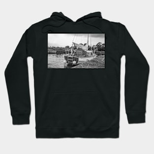 Traditional Broads boat moored to a wooden quay heading Hoodie